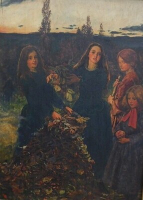 After Sir John Everett Millais. Autumn Leaves, being a copy of the 1856 work in Manchester City Art Gallery, oil on panel, 38cm x 27cm, gilt framed. Provenance: The Great House Collection, Kegworth. This lot is to be sold WITHOUT RESERVE. - 5