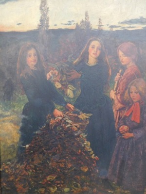 After Sir John Everett Millais. Autumn Leaves, being a copy of the 1856 work in Manchester City Art Gallery, oil on panel, 38cm x 27cm, gilt framed. Provenance: The Great House Collection, Kegworth. This lot is to be sold WITHOUT RESERVE. - 8