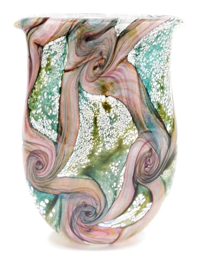 An Isle of Wight glass 'Gemstone' bag vase, designed by Timothy and