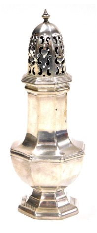 An Edward VII silver sugar castor, of baluster form, Charles Boyton and Sons, Birmingham 1909, 3.31oz, 16cm high.