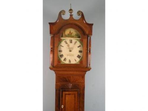 Skelton, Malton, an early 19thC longcase clock, the arched dial painted