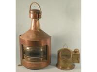 A brass and copper starboard lantern