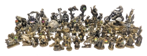 A group of Tudor Mint Myth and Magic figures, to include The Biker, The Wizards Cauldron, The Guardian, The Dragon of Destiny, various miniature figures, etc. (1 tray)