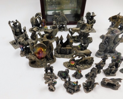 A group of Tudor Mint Myth and Magic figures, to include Old Father Time, The Majestic Dragon, The Wizard of The Serpents, The Crystal Serpent, etc., together with a display case. - 3