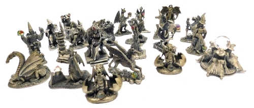 A group of Tudor Mint Myth and Magic figures, to include The Dragon King, The Oriental Dragon, Wizard of The Universe, The Dragon of Methtintdour, The Dragon Queen, etc. (1 tray)