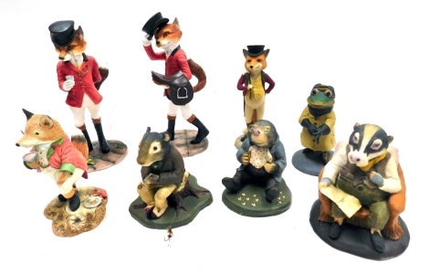 A group of resin animal figures, comprising Border Fine Arts Lord Reynard, A7653, Young James, A9799, various Coalport figures, Villeroy & Boch figure from The Fox With Tails range, Squire Fox number 10, etc. (1 tray)