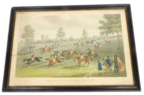 J. Harris after James Pollard. Doncaster Races; Race The Great St. Ledger Stakes, 1836, published May 24th 1837 by Ackermann and Co, 86 Strand London, colour engraving and aqua tint, 38cm x 62cm.