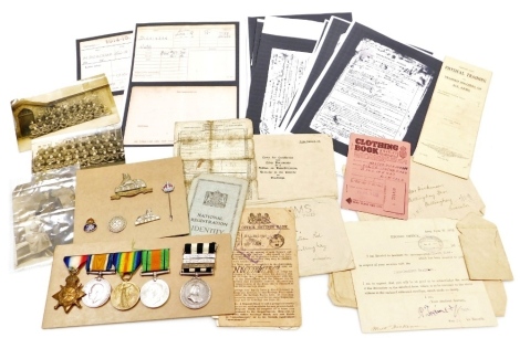 A World War I/II medal group, named to Pte W Dickinson, Lincolnshire Regiment, comprising 1914/15 Star, Great War and Victory medals, together with a World War II Defence Medal, Order of St John of Jerusalem Long Service medal, badges, photographs, and fa