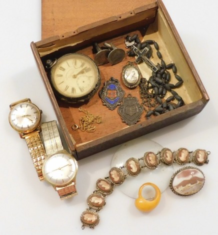 A gentleman's silver cased pocket watch, open face, key wind, circular dial bearing Roman numerals, subsidiary seconds dial, marked for JG Greaves of Sheffield, The Midland Lever, together with an Accurist gentleman's gold plated wristwatch, Sekonda wrist