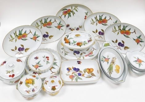 A group of Royal Worcester Evesham pattern wares, to include flan dishes, lidded tureen, oval platters, etc. (a quantity)