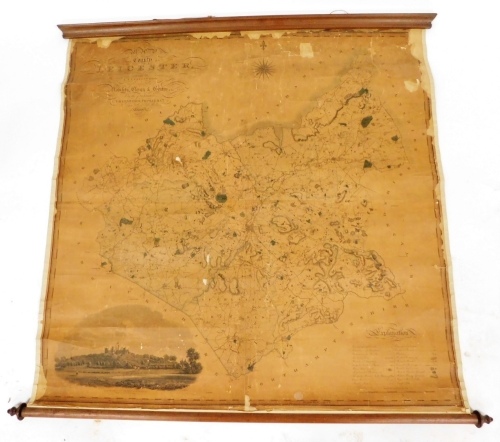 Greenwood (C&J). Map of the county of Leicester, from an actual survey made in the year 1825, of scroll form, published by Greenwood, Pringle and Company, Regent Street London 1826, 116cm x 118cm. (AF)