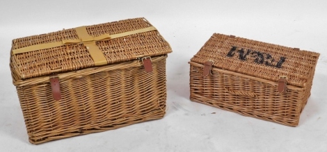 A Fortnum and Masons wicker hamper box, 43cm high, and another hamper box, 52cm wide. (2)