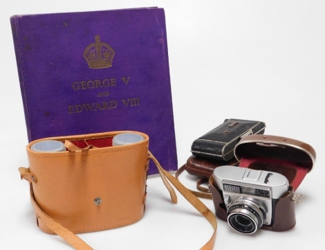 A Balda Baldessa camera, Helios camera, pair of Lieberman and Gortz 7x35 binoculars, and a Royal Souvenir book for George V and Edward VIII published by Daily Express Publications 1936. (4)