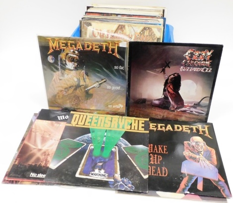 Various records, to include Megadeath, ABBA, Kate Bush, Black Sabbath Live at Last, The Boo Radleys, Nat King Cole, Voulez Vous, Brian Ferry, Hall and Oates Greatest Hits, Pretenders, Blondie Parallel Lines, Genesis, etc. (AF, 1 box)