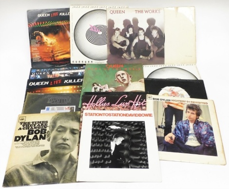 Various LP records, to include Queen Live, The Works, Live Magic, Motown, Bob Dylan Highway 61 Revisited, The Times They Are A Changing, David Bowie Station to Station, etc. (AF)