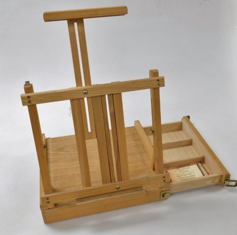 A J T Thrift Limited pine cased artist's box, with integral easel.