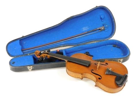 A student's violin, with bow, cased