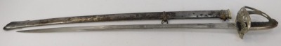 A Victorian Rifle Brigade officer's sabre, with a stainless steel engraved blade, stamped Henry Wilkinson Pall Mall, London, with a wirework bound shagreen grip, and metal scabbard, 100cm long. - 2