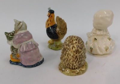 Four Beswick Beatrix Potter figures, comprising Old Mr Pricklepin, Lady Mouse, Sally Henny Penny and Tabitha Twitchell and Miss Moppet, brown back stamps. (4) - 2