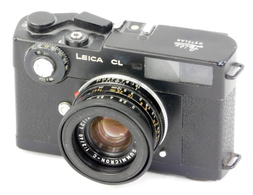 A Leica CL camera, No 1332106 with 40mm F2 Summicron C lens, No 2635027.