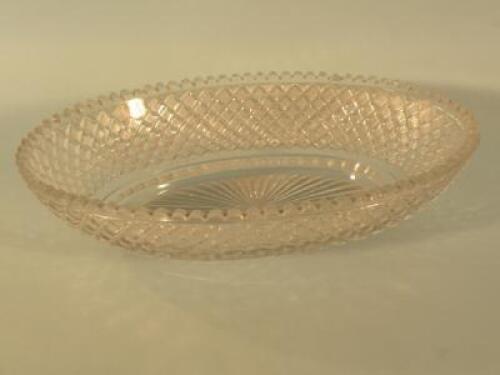 A 19thC hob nail cut oval glass dish