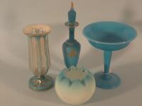 A 19thC turquoise glass tazza