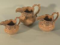 A graduated set of three early 19thC drabware jugs