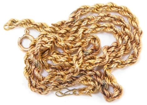 A 9ct gold rope twist neck chain, on a bolt ring clasp, 3.5g. (AF)