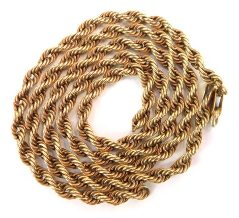 A 9ct gold rope twist neck chain, 60cm long, 9.1g. (AF)