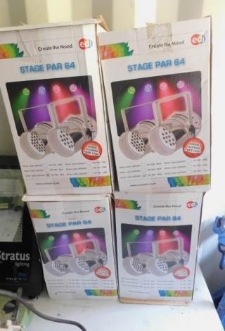 Four Stage Par 64 spotlights, LED J44, 36 3W bulk, boxed. Note: VAT is payable on the hammer price of this lot at 20%.