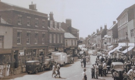 A photograph bearing title Bourne West Street circa 1952, 25cm x 39cm.