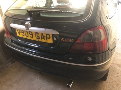 A 1999 Rover 200 BRM LE (Limited Edition), V909 GAP, 1.8 litre petrol, MOT expires 12th June 2023, SORN & garaged since 1st February 2023 with 84,189 recorded miles, current registered keeper since 6th October 2014 during which time it has had a full res - 10