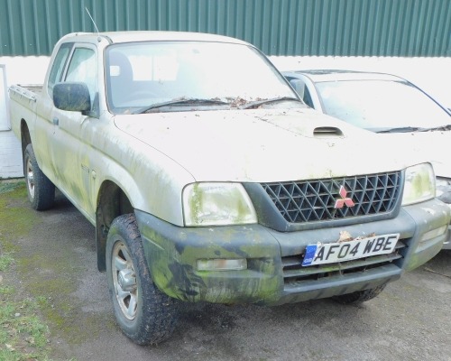 A Mitsubishi L200 pickup truck, Registration AF04 WBE, 97,710 recd miles.