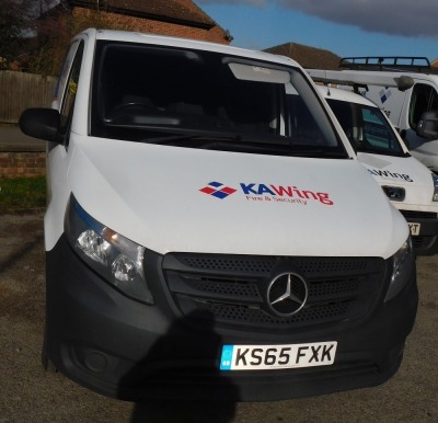 A 2015 Mercedes-Benz Vito van, LONG DIESEL - 114CDI BlueTec, 2100cc, white, manual, registration number KS65 FXK, 84,334 miles, MOT expired 6th January 2023, diesel, first registered 31st December 2015, three seater, active hand brake fault. V5 present. - 2