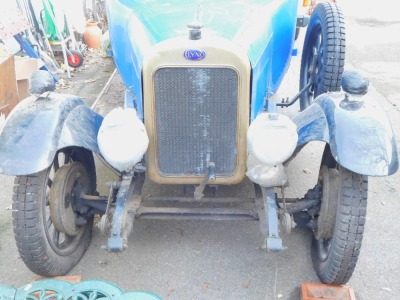 A 1926 Clyno Vintage Tourer or Saloon Car, with Mulliners coachwork, Registration DD 8026, chassis No. 3254, 1303cc petrol, blue, first registered 12 February 1926, MOT expired 29 April 2015 and believed to be stored since that time, engine turns freely b - 2