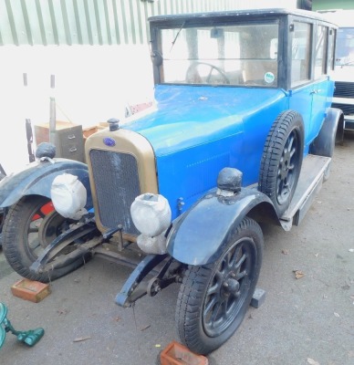 A 1926 Clyno Vintage Tourer or Saloon Car, with Mulliners coachwork, Registration DD 8026, chassis No. 3254, 1303cc petrol, blue, first registered 12 February 1926, MOT expired 29 April 2015 and believed to be stored since that time, engine turns freely b - 3