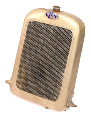 A radiator for a vintage Clyno motor car. (AF, damage to top)