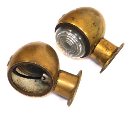 A pair of brass CAV wing mounted side lamps, for a vintage car.
