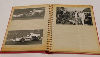 1970's Motor Racing interest, photo album with collection of original black and white photographs, including Sir Jackie Stewart, Emerson Fittipaldi (JPS), Surtees, Marlboro BRM, Mario Andretti (Ferrari), Porsche, etc. To be sold on behalf of the Estate of - 3