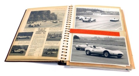 1960's 1172 Formula Motor Racing interest, photo album with numerous black and white photographs, including Jeff Ward, Ron Inglis, Arthur Mallock, images of Brands Hatch, Silverstone, Thruxton, etc. To be sold on behalf of the Estate of the Late Jeffrey (