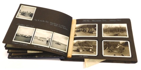 Motoring and Motor Racing interest, photograph album containing black and white photos, relating to 750 Motor Club 1960, Snetterton 1961, Brands Hatch, Debden, Silverstone, etc. To be sold on behalf of the Estate of the Late Jeffrey (Jeff) Ward.