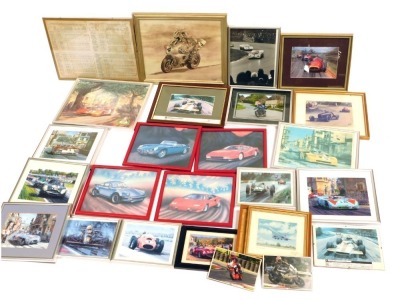 Motor Racing Artwork, coloured prints, etc. (1 box) To be sold on behalf of the Estate of the Late Jeffrey (Jeff) Ward.