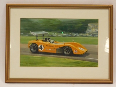 Graham Turner (b.1964). Bruce McLaren in a Canam McLaren M8BS at Watkins Glen in 1969, watercolour with body colour, signed, 24.5cm x 40cm. To be sold on behalf of the Estate of the Late Jeffrey (Jeff) Ward. - 3