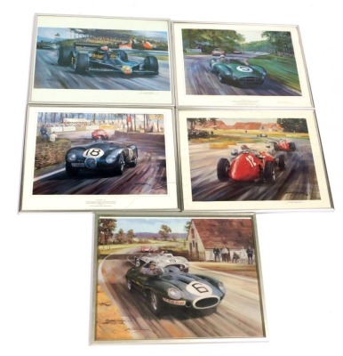 Michael Turner. Five coloured motor racing prints, all framed. To be sold on behalf of the Estate of the Late Jeffrey (Jeff) Ward.