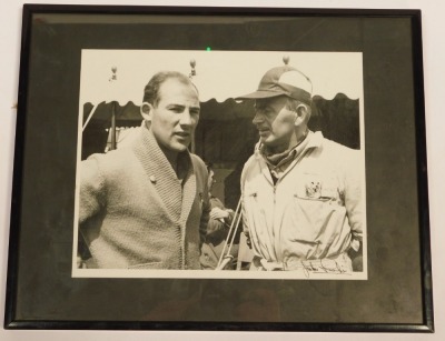 John Farlie, monochrome photograph of Sir Stirling Moss and Alf Francis, signed, 20cm x 25cm. To be sold on behalf of the Estate of the Late Jeffrey (Jeff) Ward. - 3