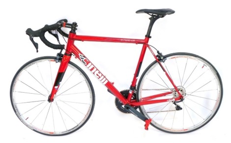 A Cinelli Sinestneos bike, in red.