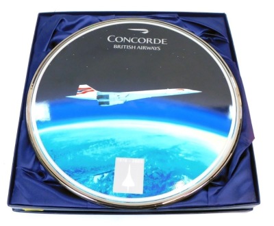 A Bradford Exchange Concorde The Supersonic Years commemorative cake plate, plaque no 00890F, boxed, 29cm diameter.