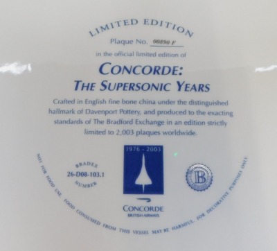 A Bradford Exchange Concorde The Supersonic Years commemorative cake plate, plaque no 00890F, boxed, 29cm diameter. - 2