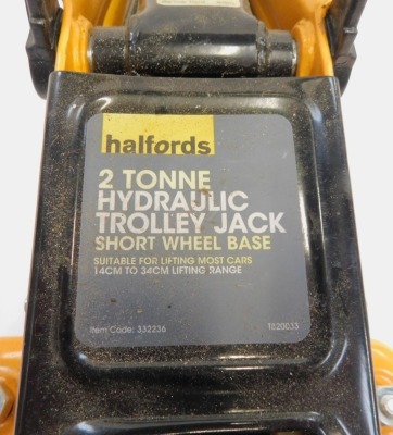 A Halfords two ton hydraulic trolley jack. - 2