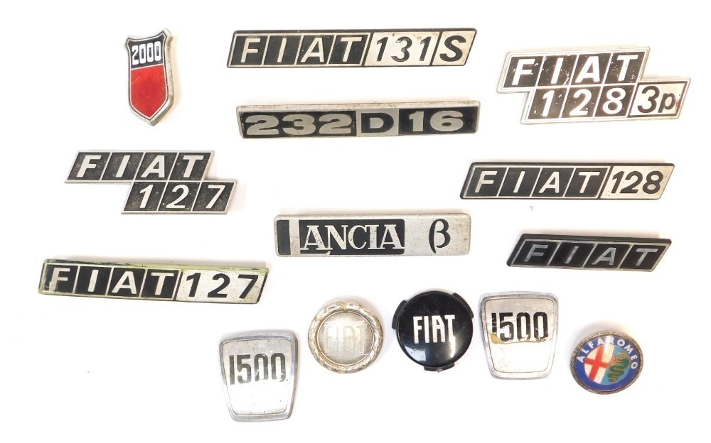 Italian car badges, to include Lancia and Fiat. (1 bag)
